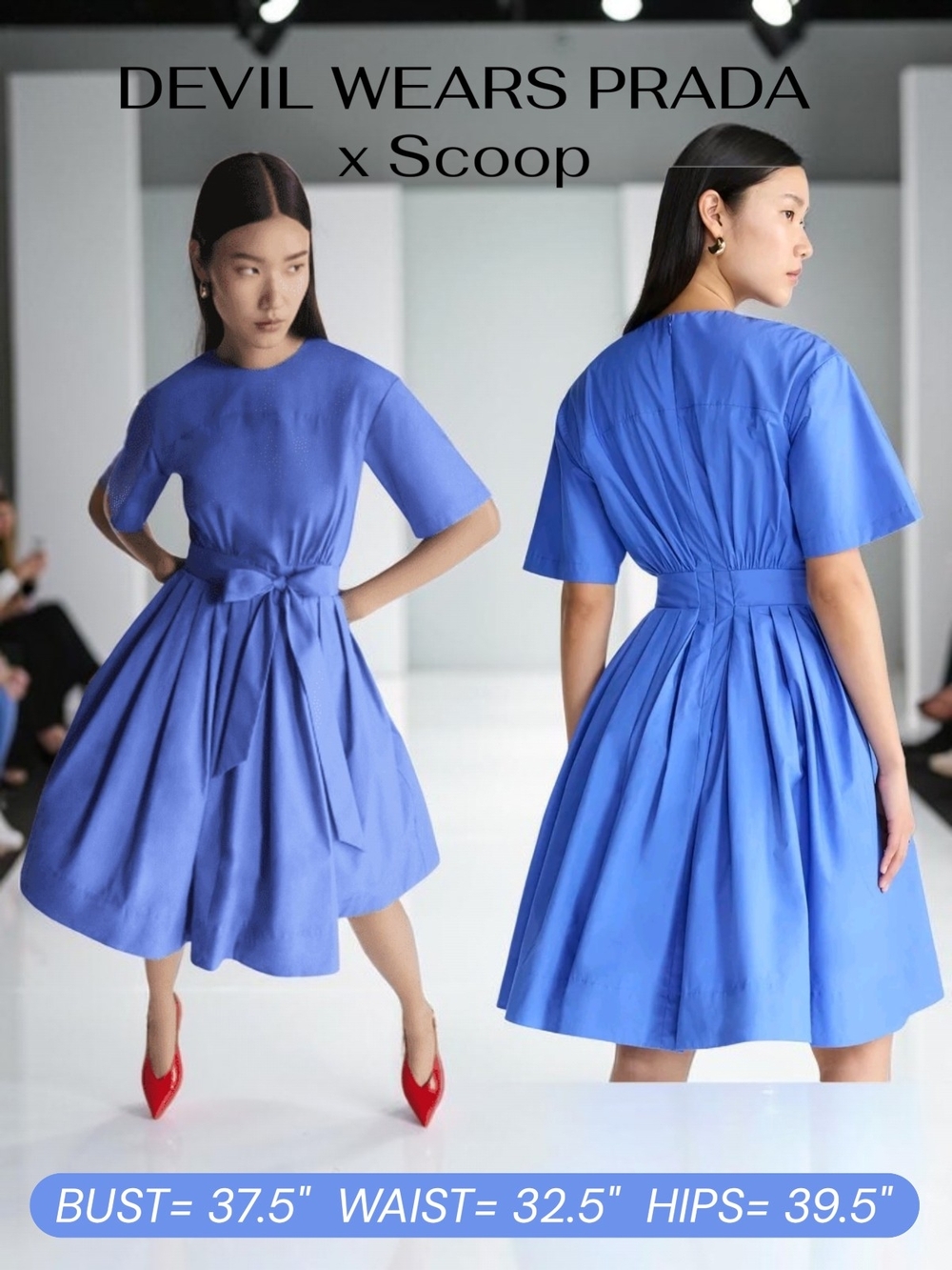Prada x Scoop Royal Blue Cotton Dress with Self-Tie Waist